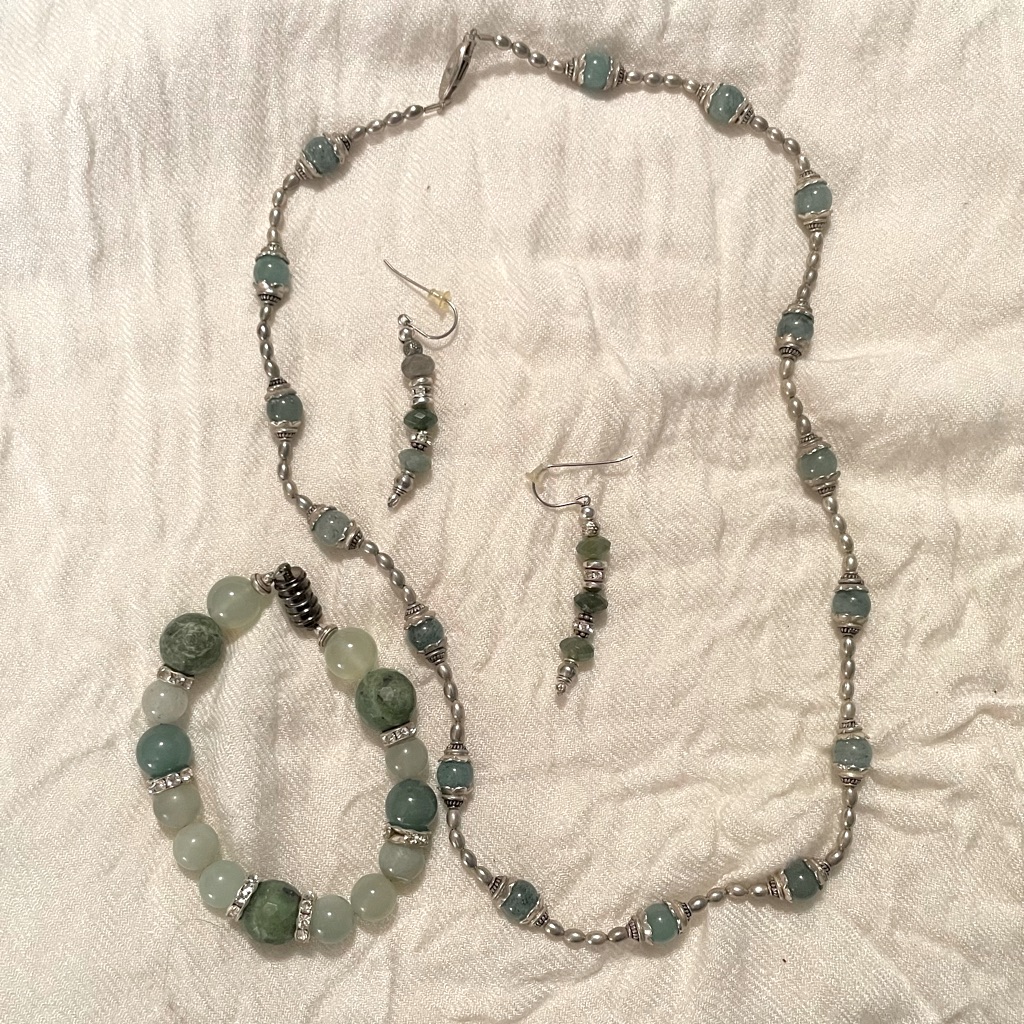 Green Green Green Necklace Bracelet And Dangle Earrings